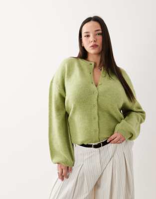 Asos Curve Asos Design Curve Lightweight Relaxed Cardigan In Green