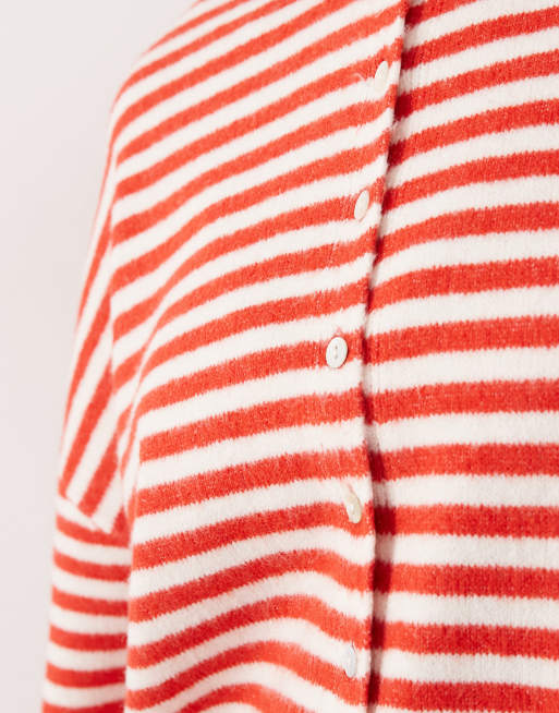 ASOS DESIGN Curve lightweight relaxed cardigan in red stripe, 2 of 4