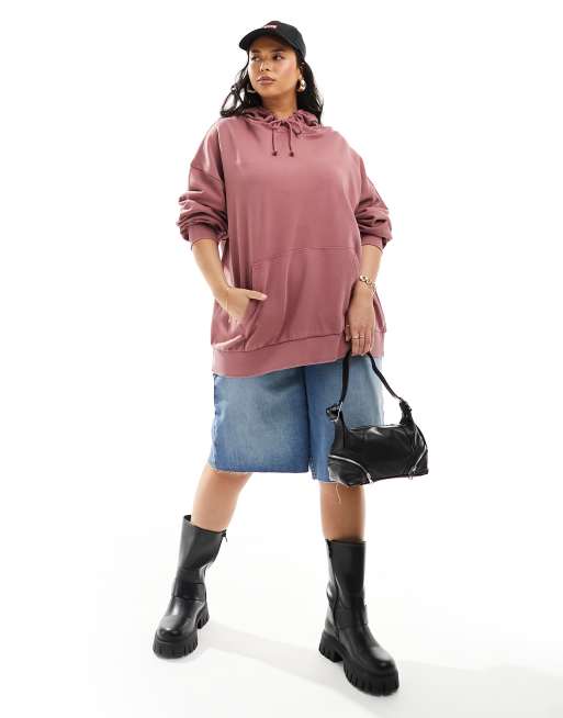 ASOS DESIGN Curve – Lila huvtröja i oversize med tvättad finish, 2 av 4