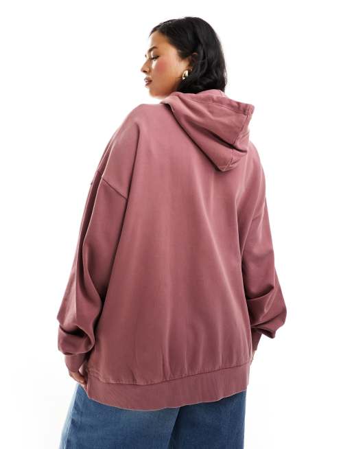ASOS DESIGN Curve – Lila huvtröja i oversize med tvättad finish, 3 av 4