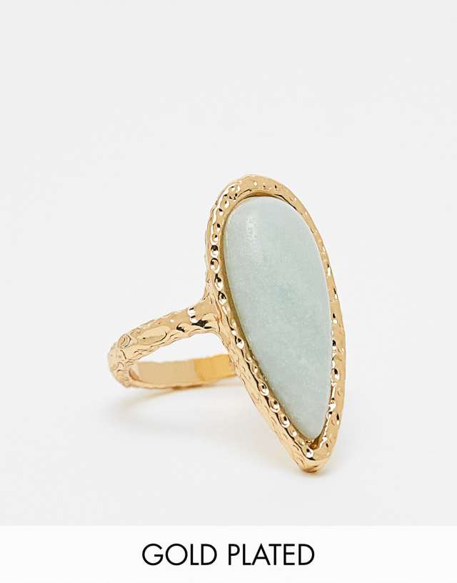 ASOS Curve - ASOS DESIGN Curve Limited Edition 14k gold plated ring with semi precious stone