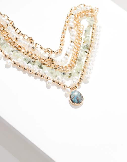 ASOS DESIGN Curve – Limited Edition – Chokerhalsband med blandade pärlor och halvädelstenar, 4 av 4