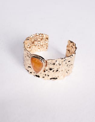 Asos Curve Asos Design Curve Limited Edition Cuff Bracelet With Abstract Textured Molten Design