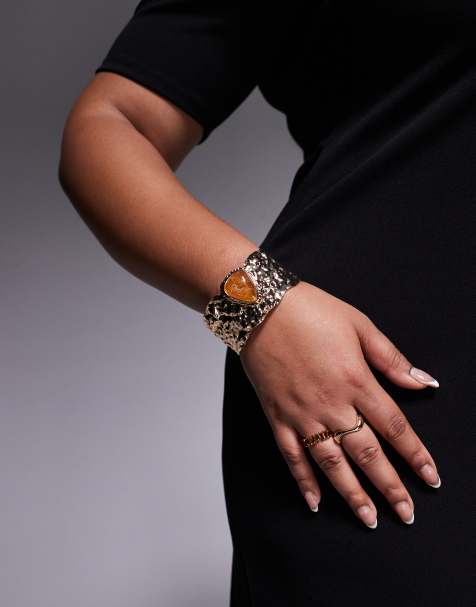ASOS DESIGN Curve – Limited Edition – Guldfärgat armband med abstrakt, smält, texturerad design - view 1