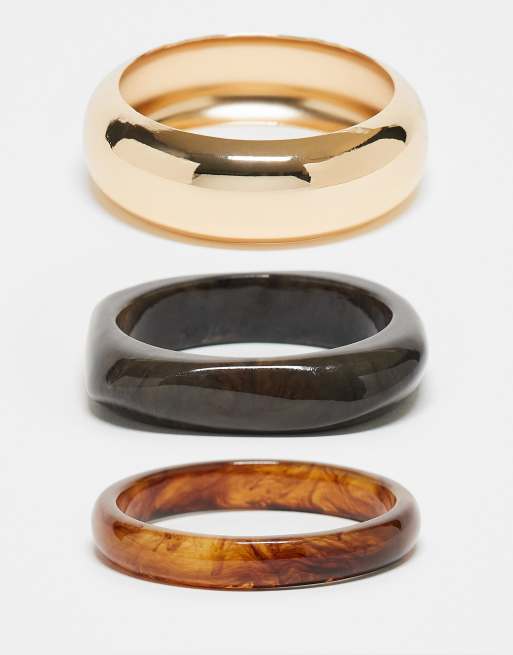 ASOS DESIGN Curve - Limited Edition - Pakke med 3 armbånd i forskellige farver med resin- og metaldetaljer