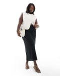 [ASOS Curve] ASOS DESIGN Curve linen blend bias maxi skirt in black 18 black