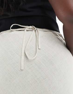 Asos Curve Asos Design Curve Linen Blend Bias Maxi Skirt