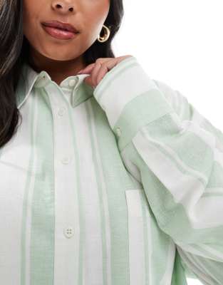 Asos Curve Asos Design Curve Linen Blend Oversized Shirt