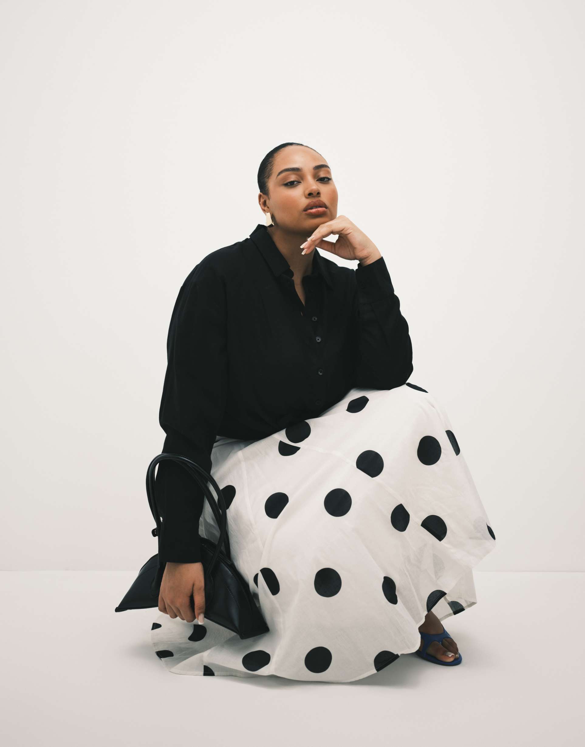 asos design curve linen blend shirt in black