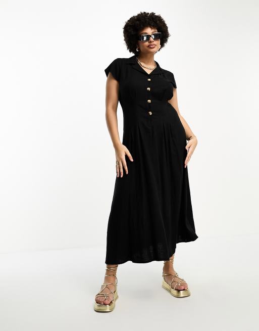 Asos black outlet linen dress