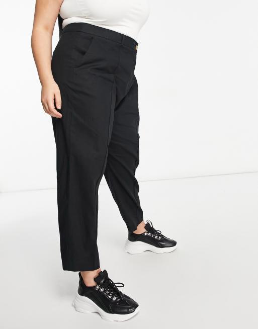 asos cigarette trousers DESIGN Leg Suit In Stone, $24 | Asos ASOS DESIGN Petite Linen Slim
