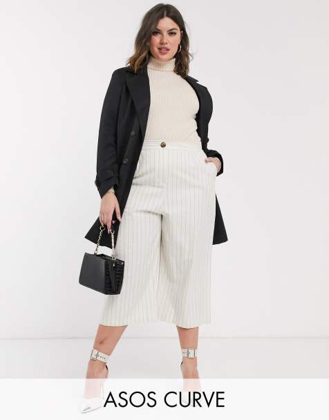 ASOS DESIGN Curve linen culottes in stripe