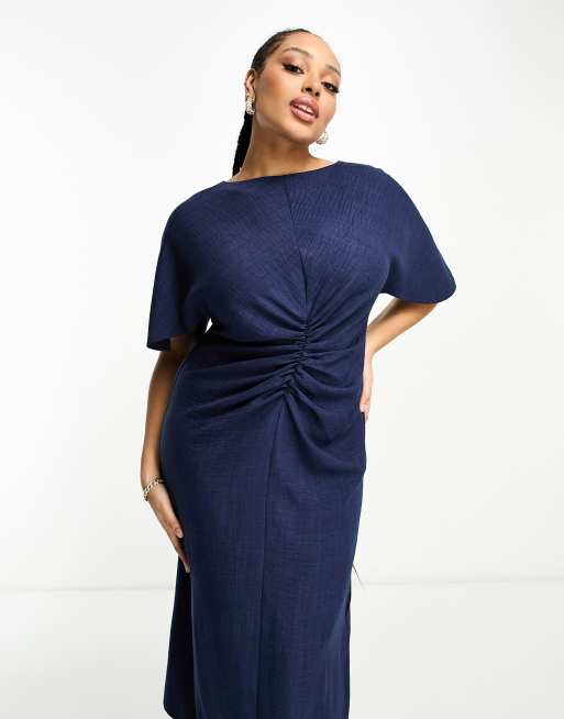 boohoo Plus Lace Off The Shoulder Midi Dress - Blue - Size 12