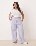 [ASOS DESIGN] ASOS DESIGN Curve linen look pull on pants in blue XL Blue