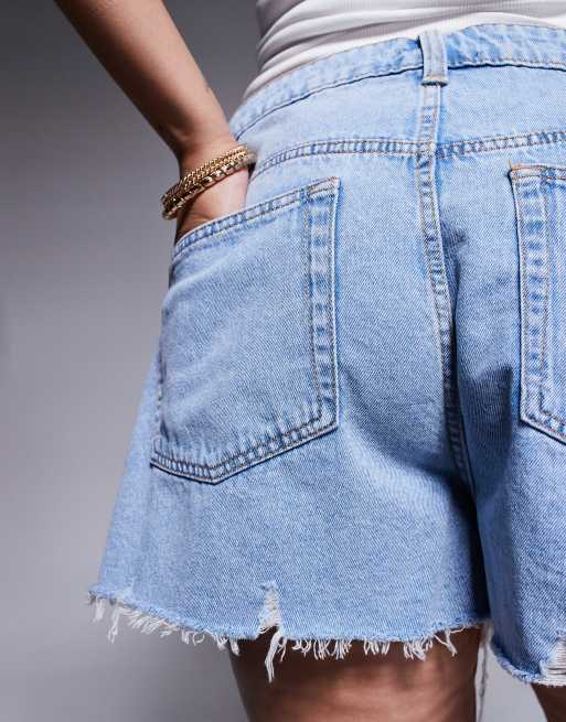 ASOS DESIGN Curve – Ljusblå, tvättade, a-linjeformade jeansshorts, 5 av 5