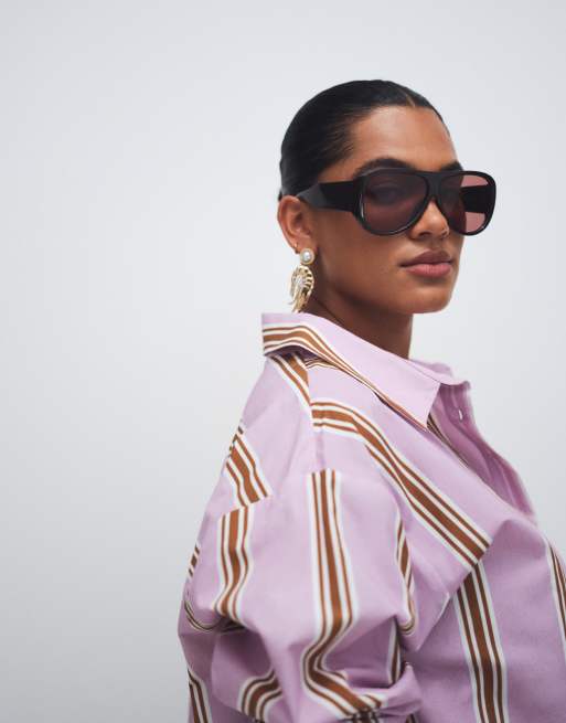 ASOS DESIGN Curve – Ljuslila, randig skjorta i oversized fit, 2 av 8