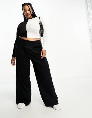 ASOS DESIGN Curve - Locker geschnittene Dad-Hose in Schwarz