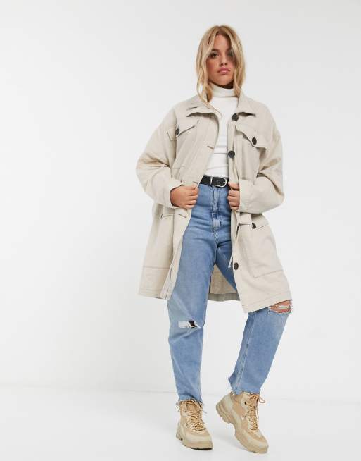 ASOS DESIGN Curve – Locker geschnittener Leinenparka mit vier Taschen, 3 von 4