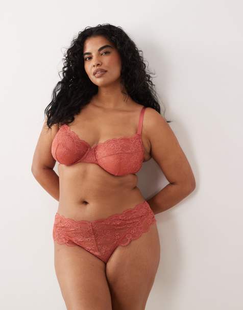 ASOS DESIGN Curve - Lola - Completo intimo in pizzo color terracotta - view 1