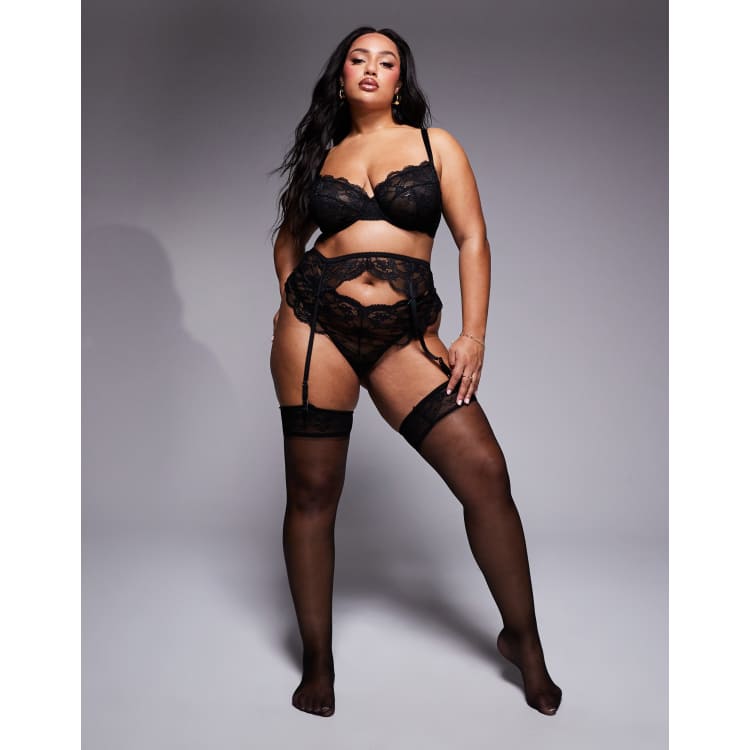garter belt granny Good At The Game Garter Belt Stockings - Black