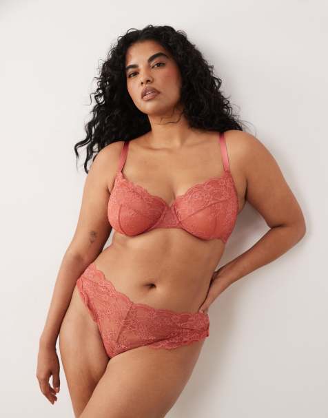 ASOS DESIGN Curve Lola lace thong in sienna - view 1