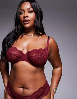 Asos Curve Asos Design Curve Lola Lace Underwire Bra In Red