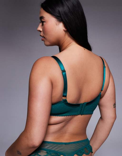 ASOS DESIGN Curve Lola lace underwire bra in forest green