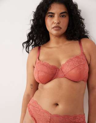Asos Curve Asos Design Curve Lola Lace Underwire Bra In Brown