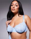 [ASOS Curve] ASOS DESIGN Curve Lola lace underwired bra in baby blue 38DD Baby blue