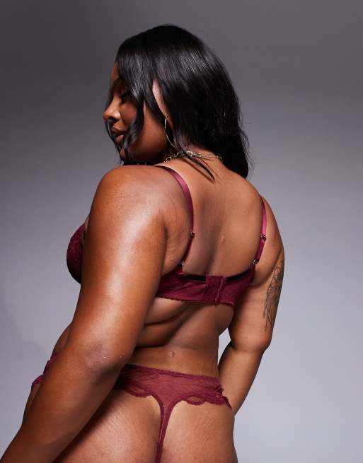 ASOS DESIGN Curve - Lola - Reggiseno con ferretto in pizzo bordeaux, 3 di 4