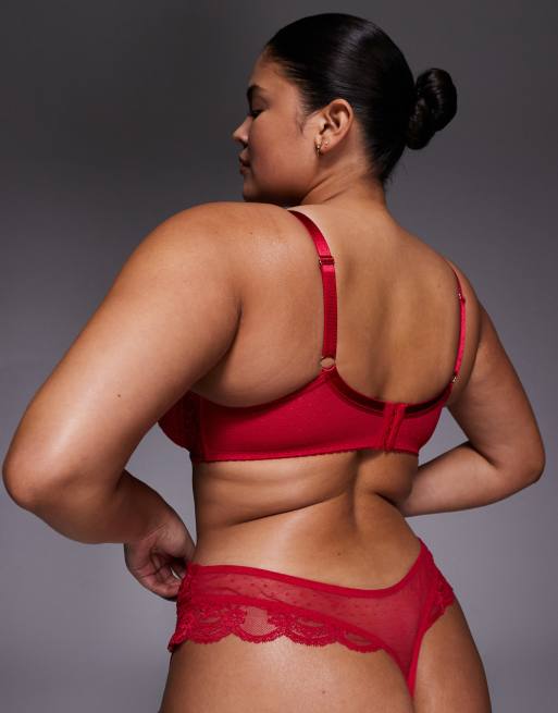 ASOS DESIGN Curve – Lola – Röda stringtrosor i spets, 4 av 4