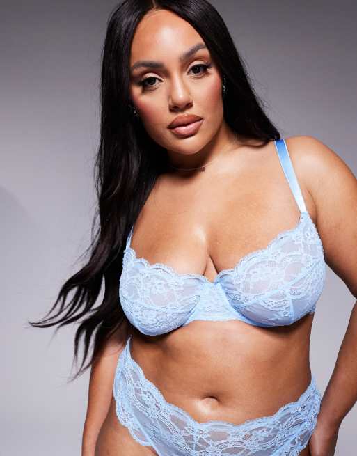 ASOS DESIGN Curve - Lola - Soutien-gorge en dentelle à armatures - Bleu pastel, 4 de 4