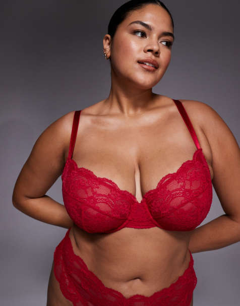 ASOS DESIGN Curve - Lola - Soutien-gorge en dentelle à armatures - Rouge cerise - view 1