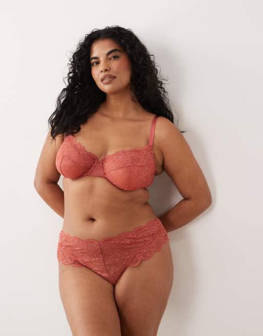 ASOS DESIGN Curve Lola Spitzen-BH mit Bügeln in Terrakotta - Braun, 2 von 4