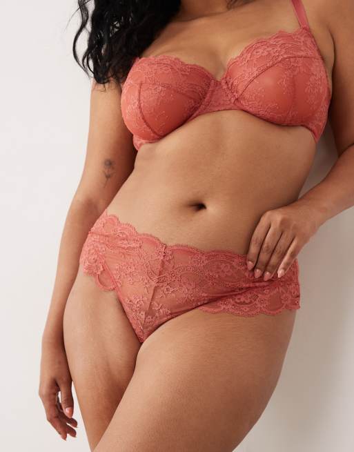 ASOS DESIGN Curve Lola Spitzen-String in Terrakotta - Braun, 3 von 4
