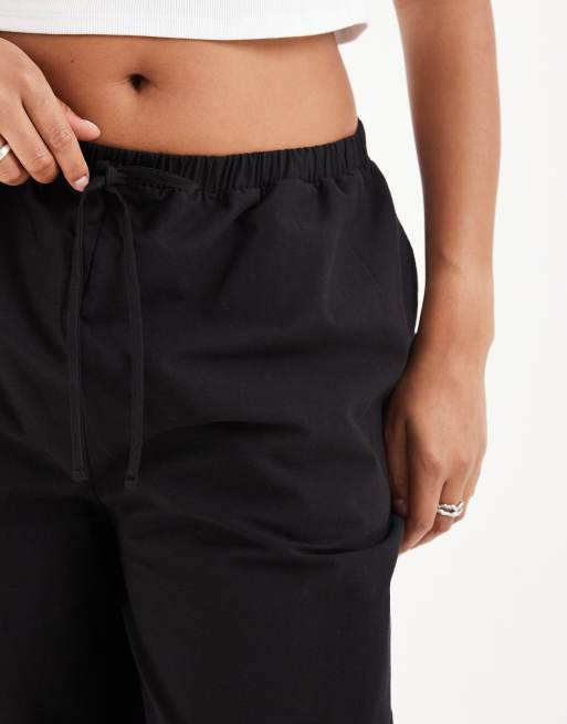 ASOS DESIGN Curve long line bermuda short in black linen, 5 of 5
