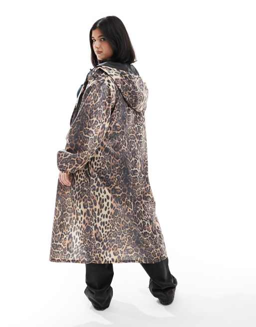 Leopard print clearance raincoat with hood