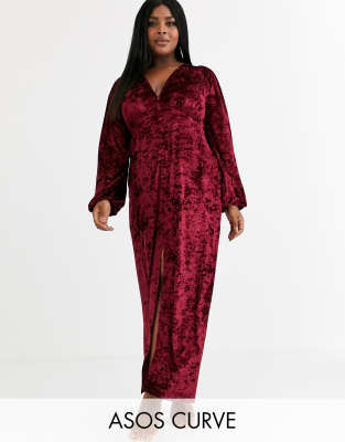 velvet maxi long sleeve dress