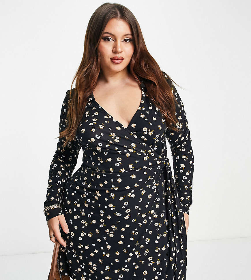 Dresses by ASOS Curve Most grammable Wrap front Long sleeves Tie side waist Slim fit