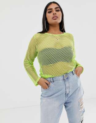 green fishnet top