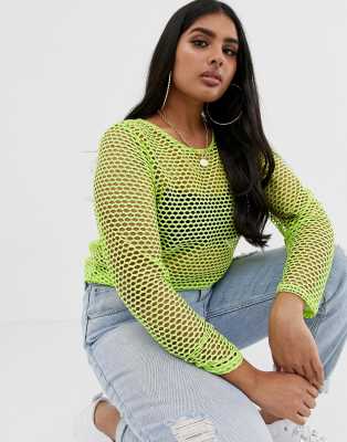 lime green fishnet top