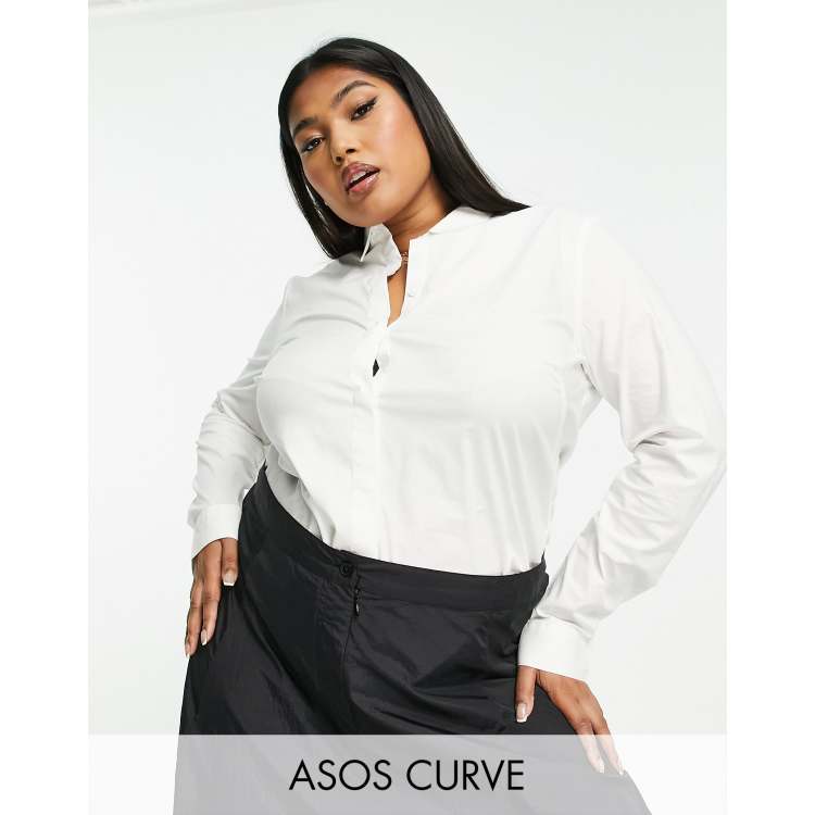 plus size white long sleeve top