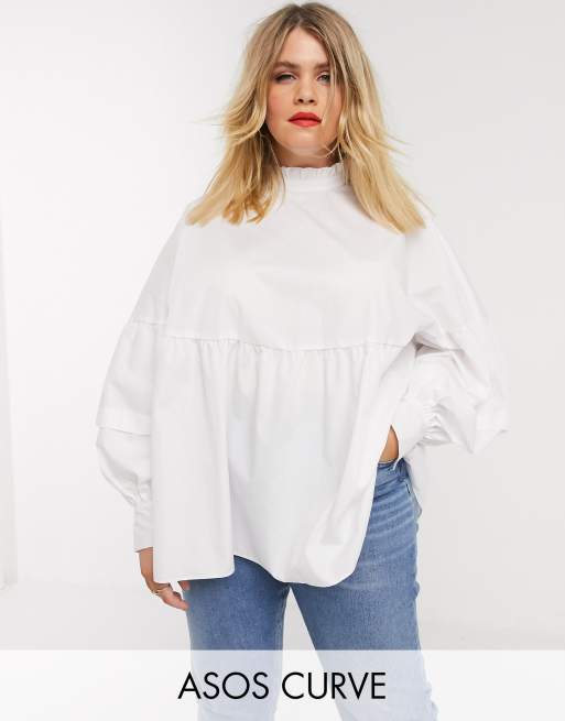 High neck store smock top