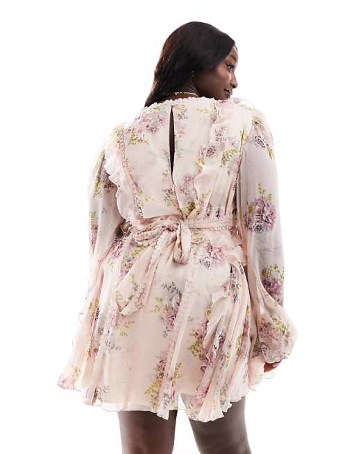 Blush Lace and Floral Print Dress Blush Lace and Floral Print Dress