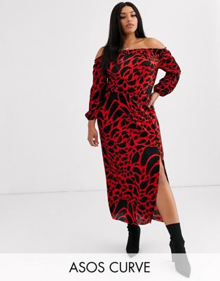 red and leopard print dress
