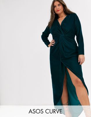 long sleeve teal maxi dress