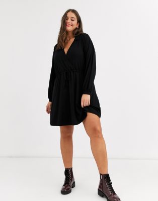plus size mini wrap dress