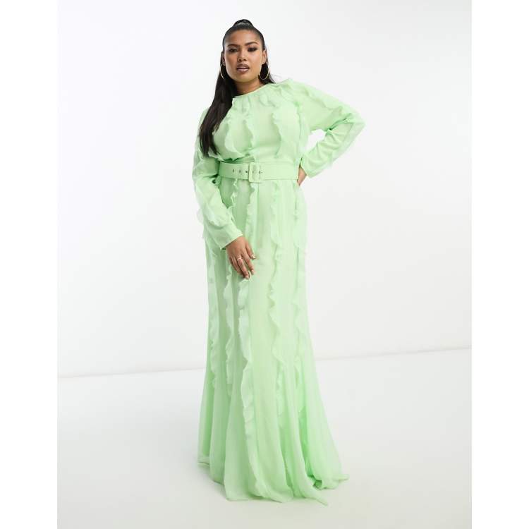 Mint green long sleeve maxi dress best sale