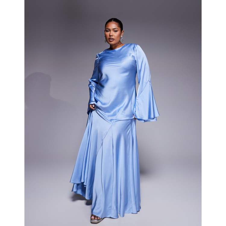 スカート HEVE satin dress tuck SK satin-cross-over-gather-dress-