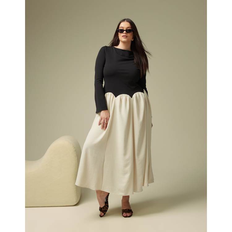 plus size flared skirt dress RUFFLE WITH FLARE SKIRT PLUS SIZE MAXI DRESS – Thick main image 1
